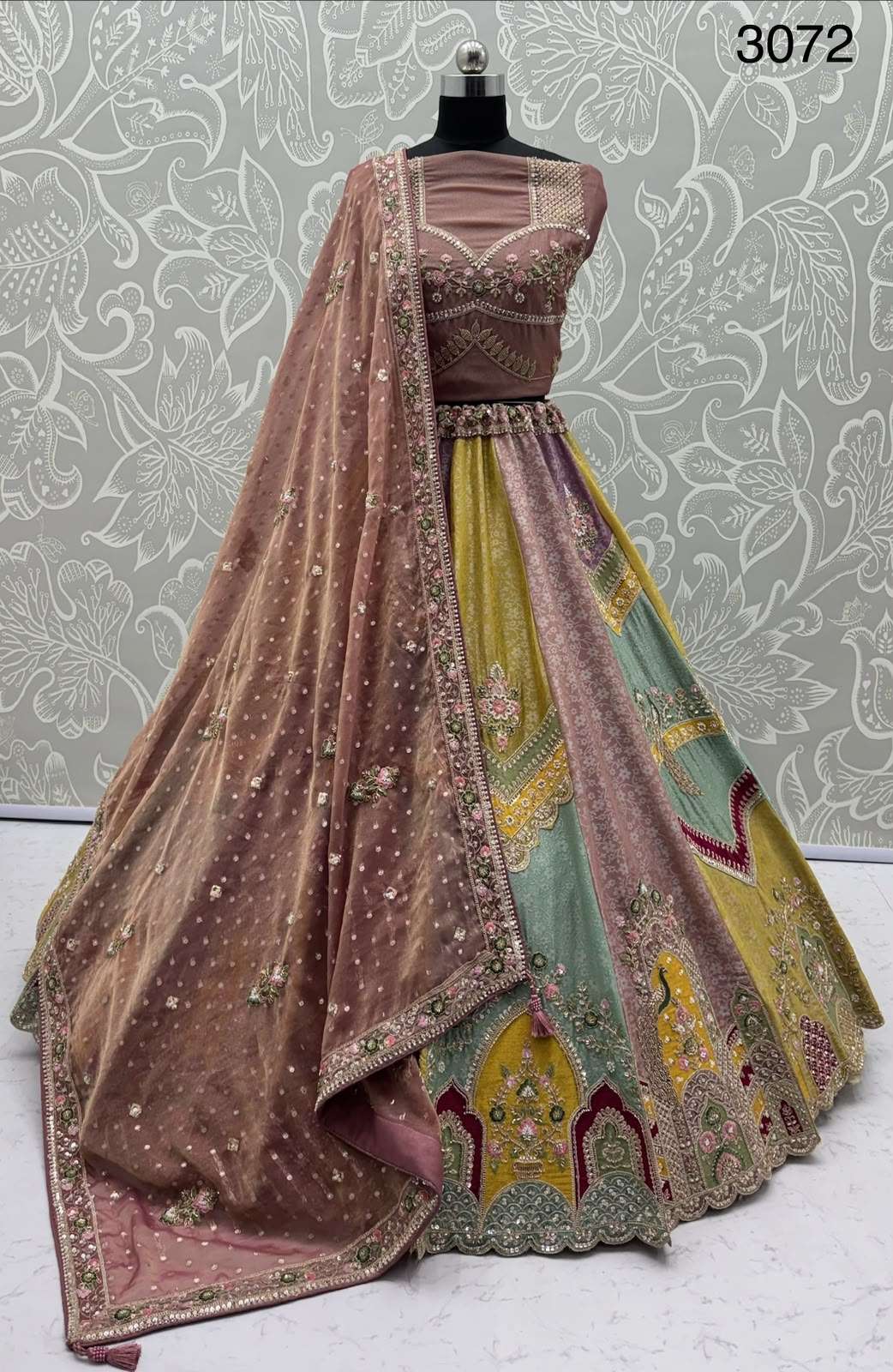 Pastel Color Combine and Designer Banarasi Silk fancy fabric Partywear Lehenga Choli best rate 3072 